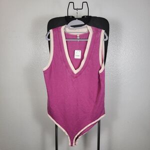 Free People Intimately Sleeveless One Piece Bodysuit Pink Size L